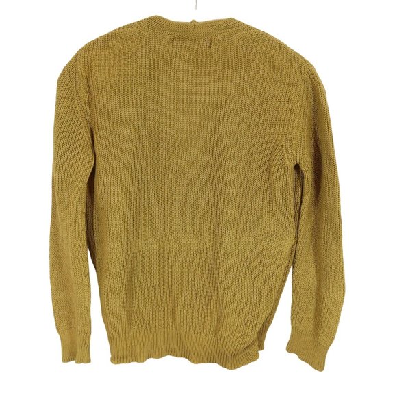 4/$25 FORVEVER 21 Size S Mustard Yellow Faux Wrap Chunky Knit Pullover Sweater - Picture 3 of 5
